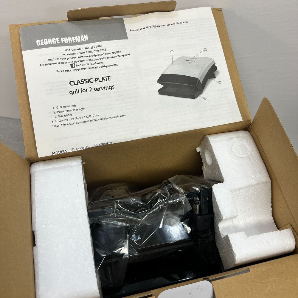 George Foreman Healthy Cooking Champ Grill GR0038W White New - Picture 3 of 5